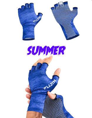 Fujin Pro Angler Summer Gloves Blue - Fujin