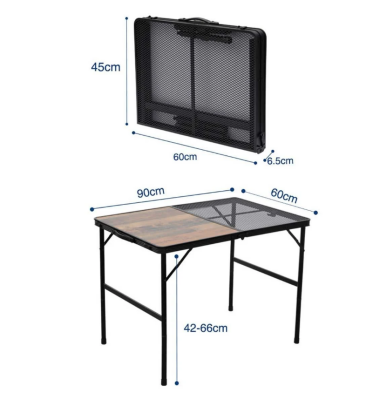 Madfox Eazy Katlanır Kamp Masası Izgaralı-Ahşap - MADFOX