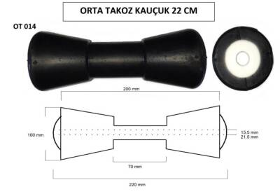 ORTA TAKOZ KAUÇUK 22 CM LİK TEFLON TAPA - 
