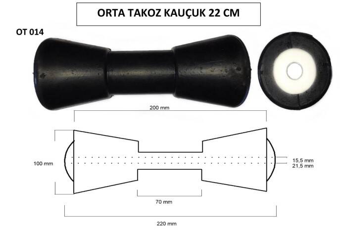 ORTA TAKOZ KAUÇUK 22 CM LİK TEFLON TAPA - 1