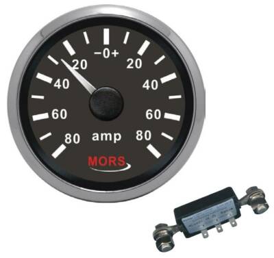AMPERMETRE 12-24 V SİYAH + ŞÖNT DAHİL - 