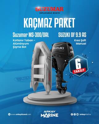 Suzumar MS-300/0AL Katlanır Taban Alüminyum Şişme Bot + Suzuki DF 9.9 AS Kısa Şaft Manuel - SUZUMAR